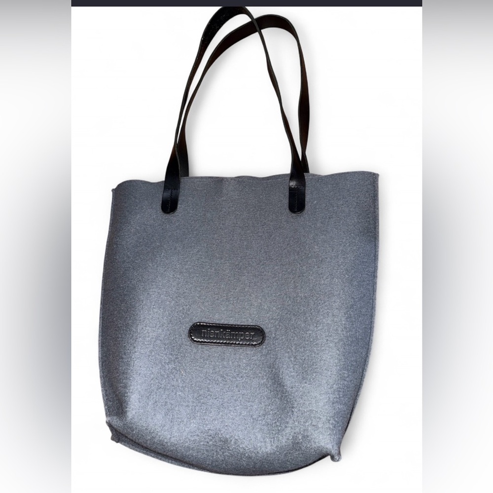 Minimalist Gray Felt Tote Bag Leather Handles Nienkämper Work Shopper